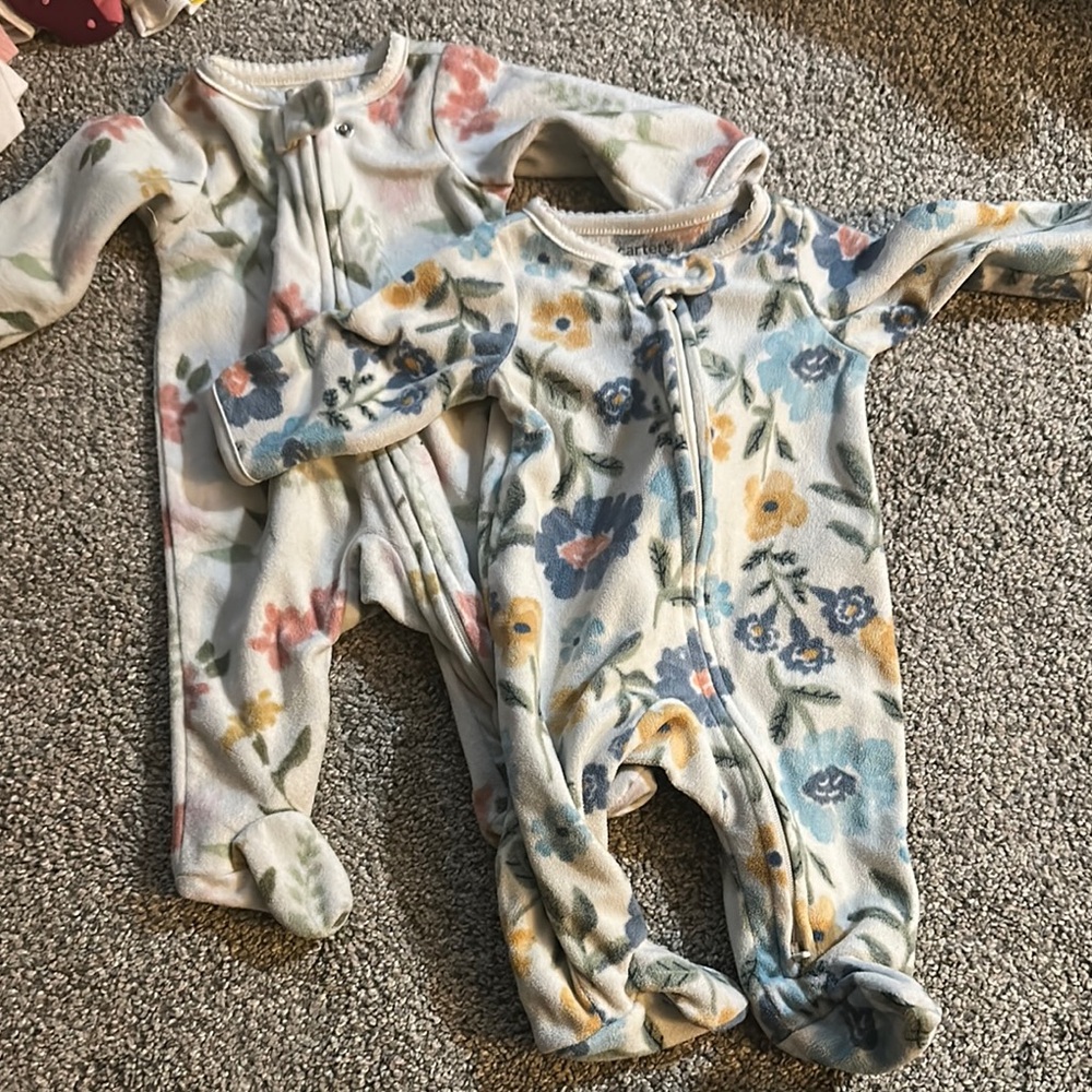 Carter's Blue and Yellow Footies Cozy One Pieces